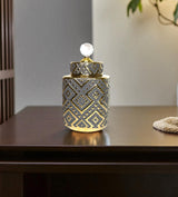 ceramic candy jar black & gloden medium china