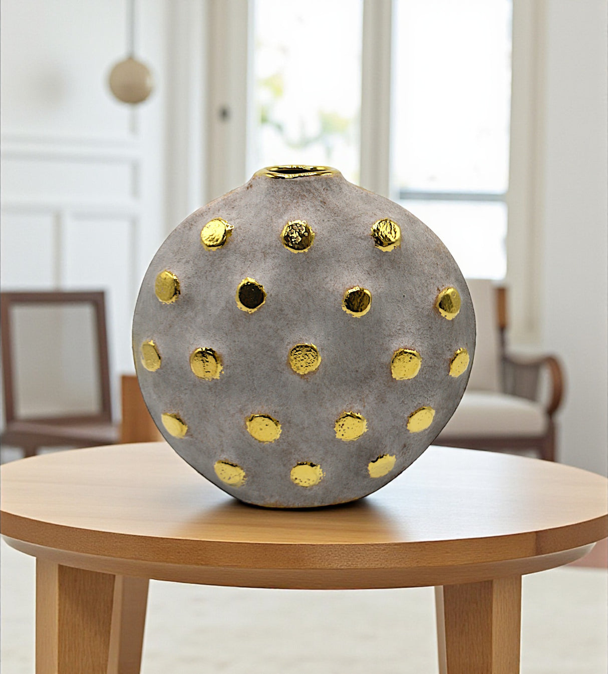 ceramic vase gray with golden circle china