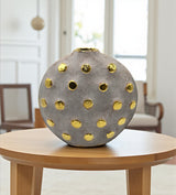 ceramic vase gray with golden circle china
