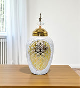 ceramic candy jar gray & golden large china