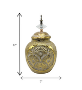 ceramic gray & golden floral candy jar medium china