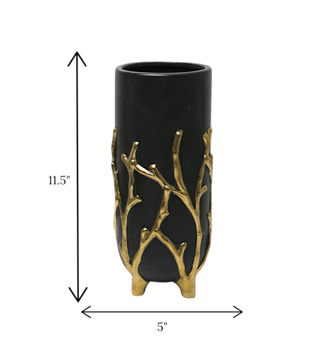 ceramic vase black & golden small china