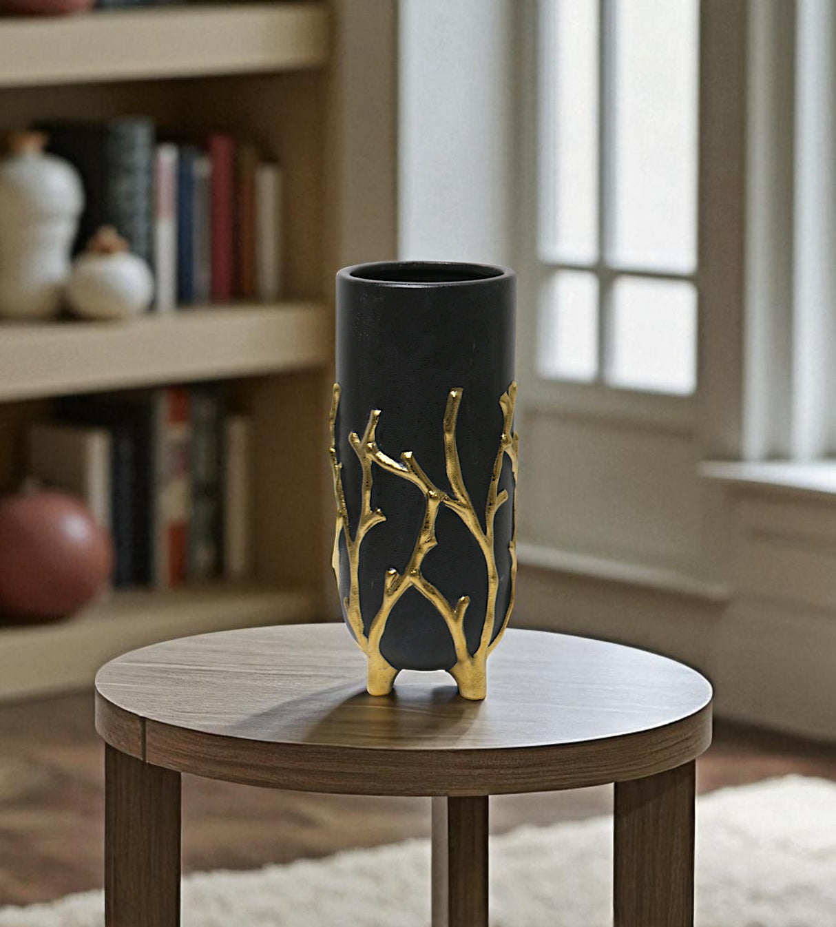ceramic vase black & golden small china