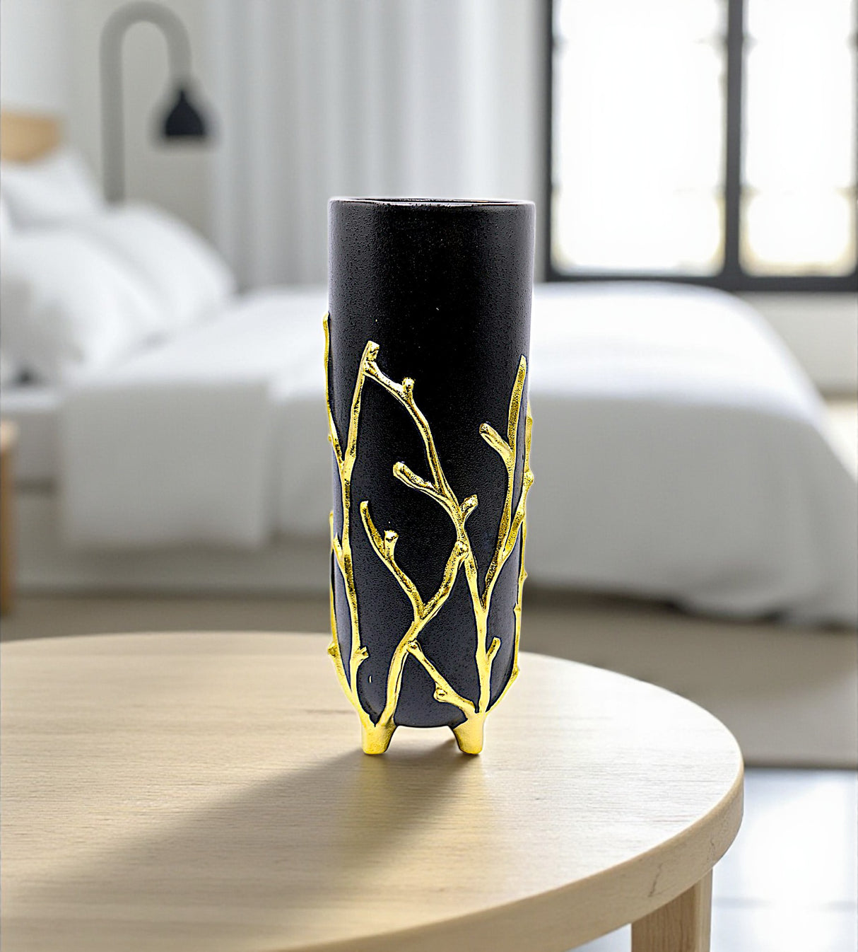 ceramic vase black & golden large china