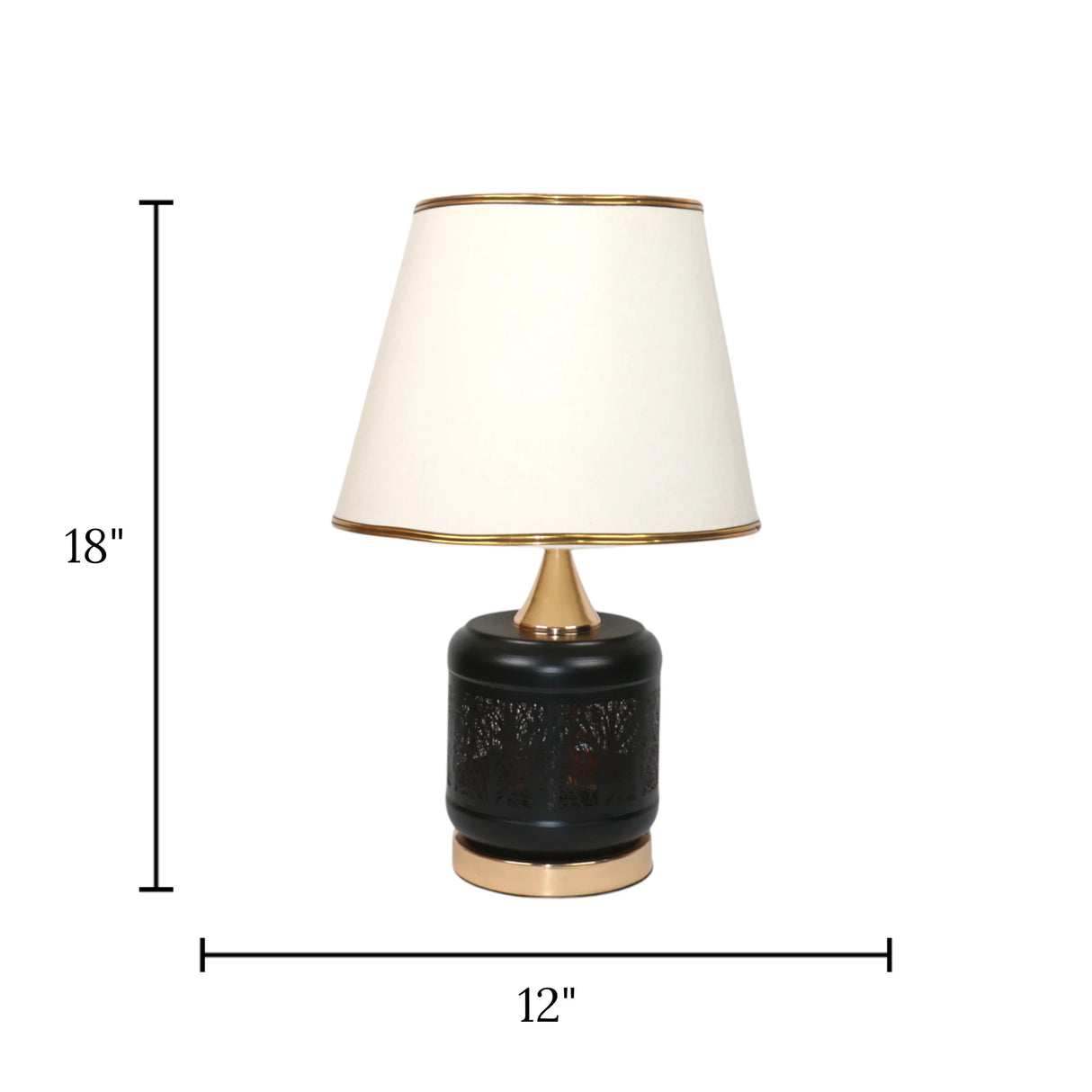 table lamp metal black double light cnc a4 18"x12"