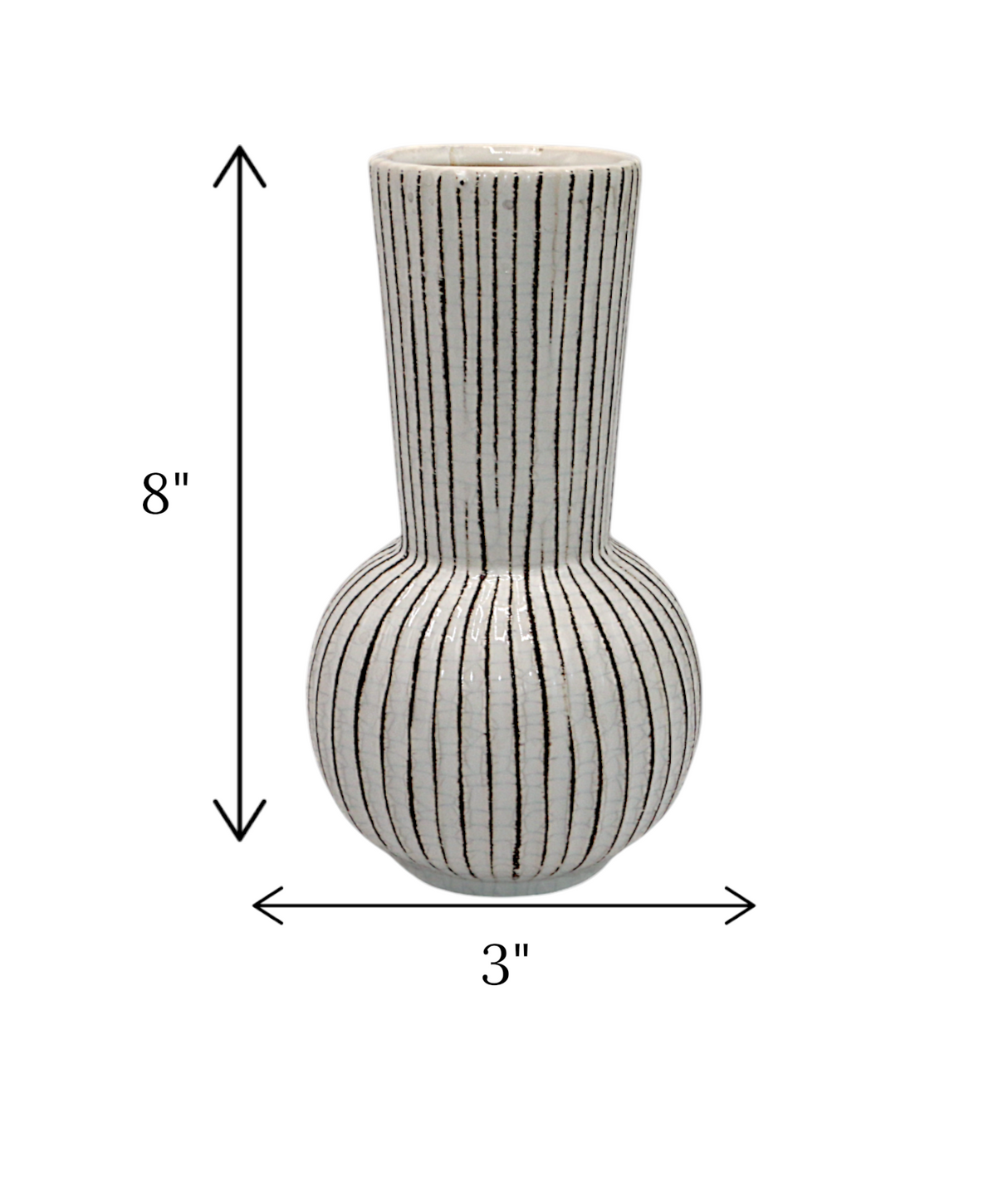 ceramic vase white with brown lining china "8x3"