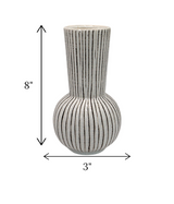 ceramic vase white with brown lining china "8x3"