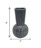 ceramic vase gray with brown lining china "8x3'