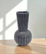 ceramic vase gray with brown lining china "8x3'