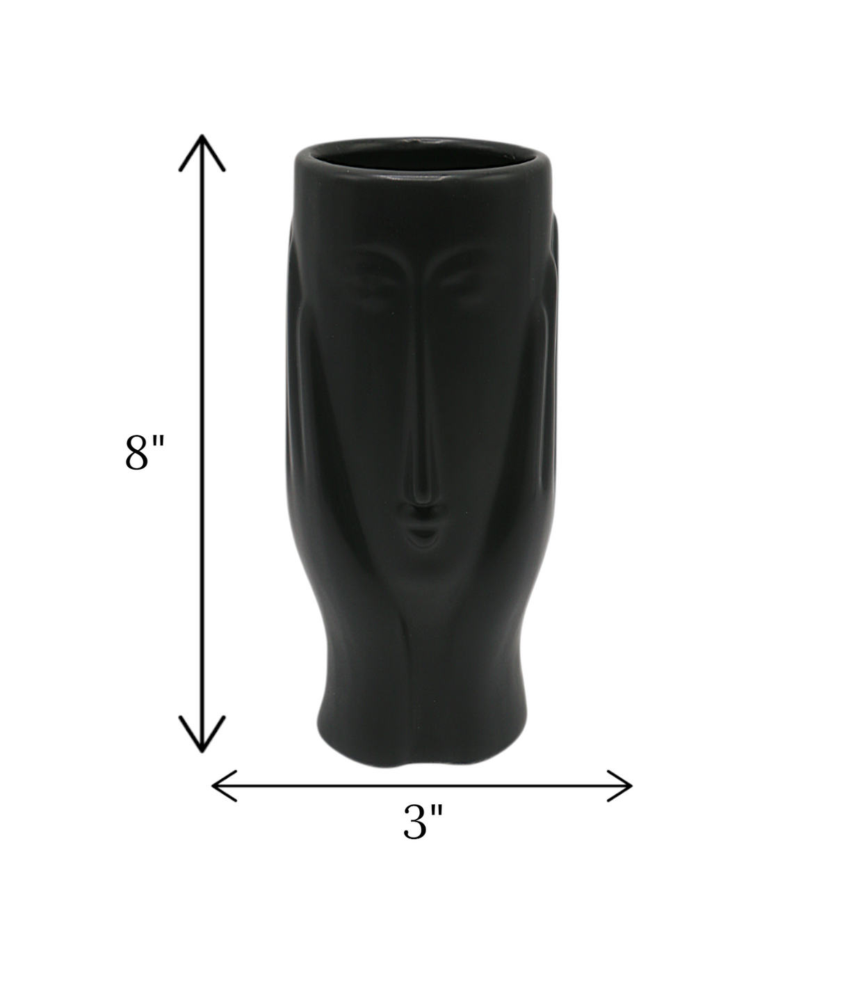 face vase long black china "8x3"