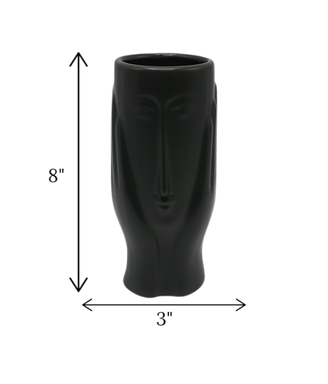 face vase long black china "8x3"