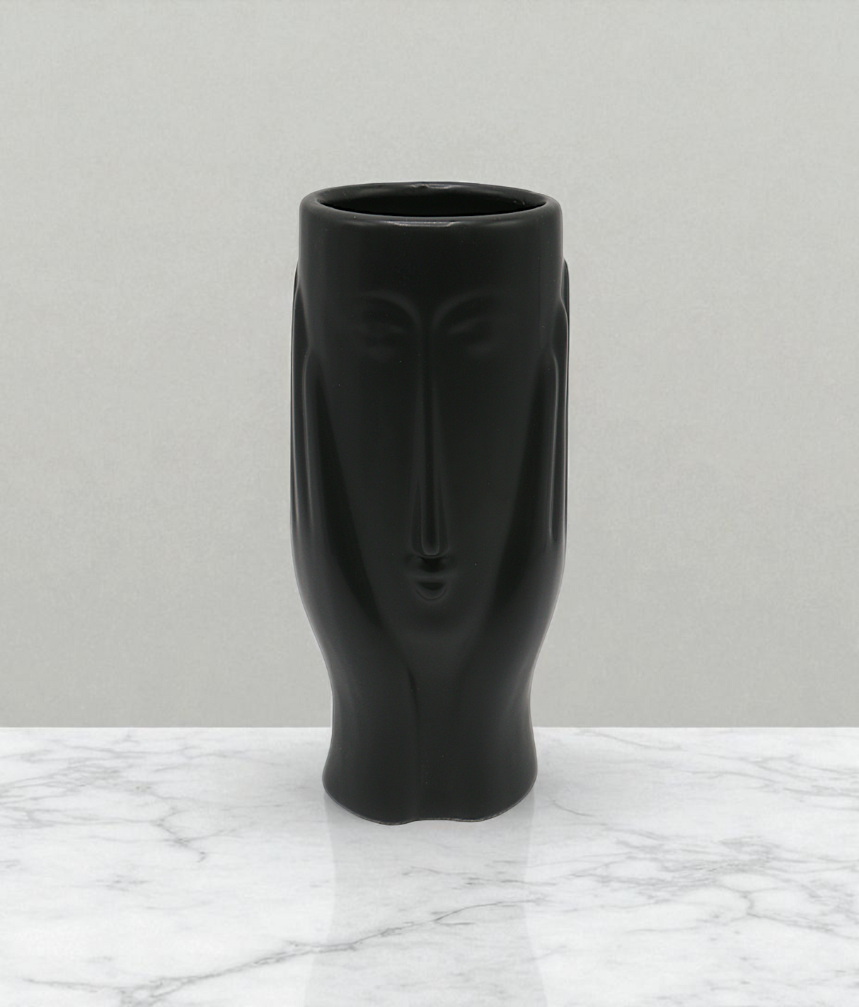 face vase long black china "8x3"