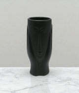 face vase long black china "8x3"