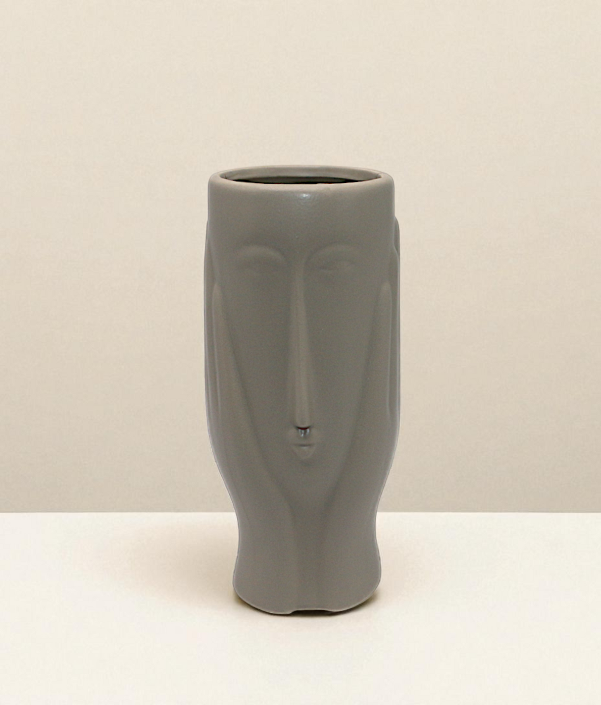 face vase long light grey china "8x3"