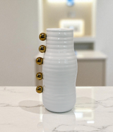 ceramic vase white with golden dots china "9.9x3"