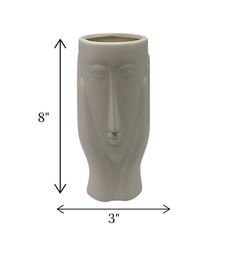 face vase long white china "8x3"