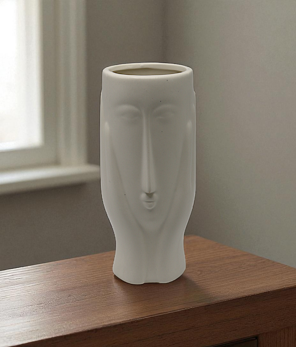 face vase long white china "8x3"