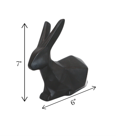 statue rabbit black china "7x6"