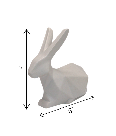 statue rabbit white china "7x6"
