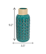 ceramic vase textured green china "9.2x3.5"