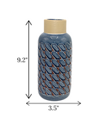 ceramic vase textured dark grey china  "9.2x3.5"