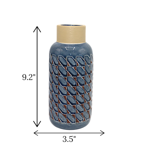 ceramic vase textured dark grey china  "9.2x3.5"