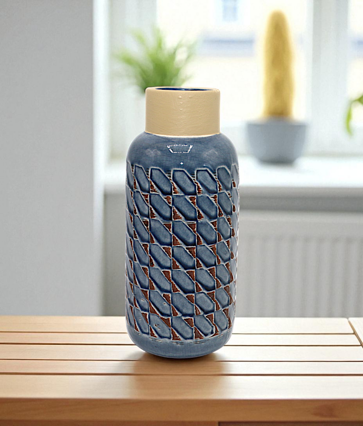 ceramic vase textured dark grey china  "9.2x3.5"