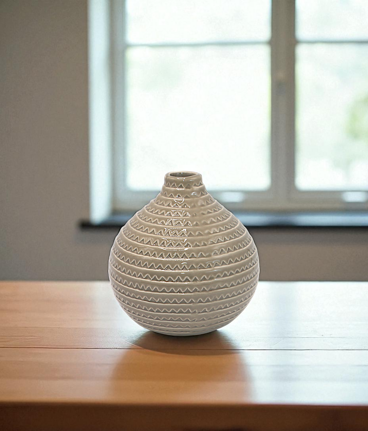 ceramic vase surahi light brown china "6x3"