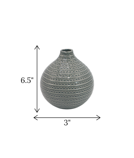 ceramic vase surahi grey china "6.5x3"