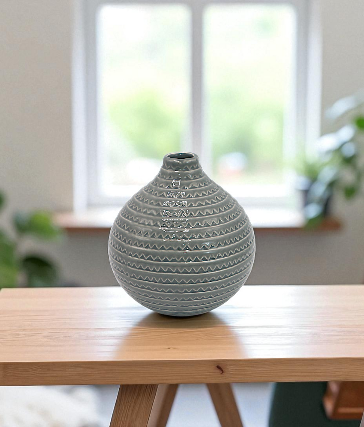 ceramic vase surahi grey china "6.5x3"