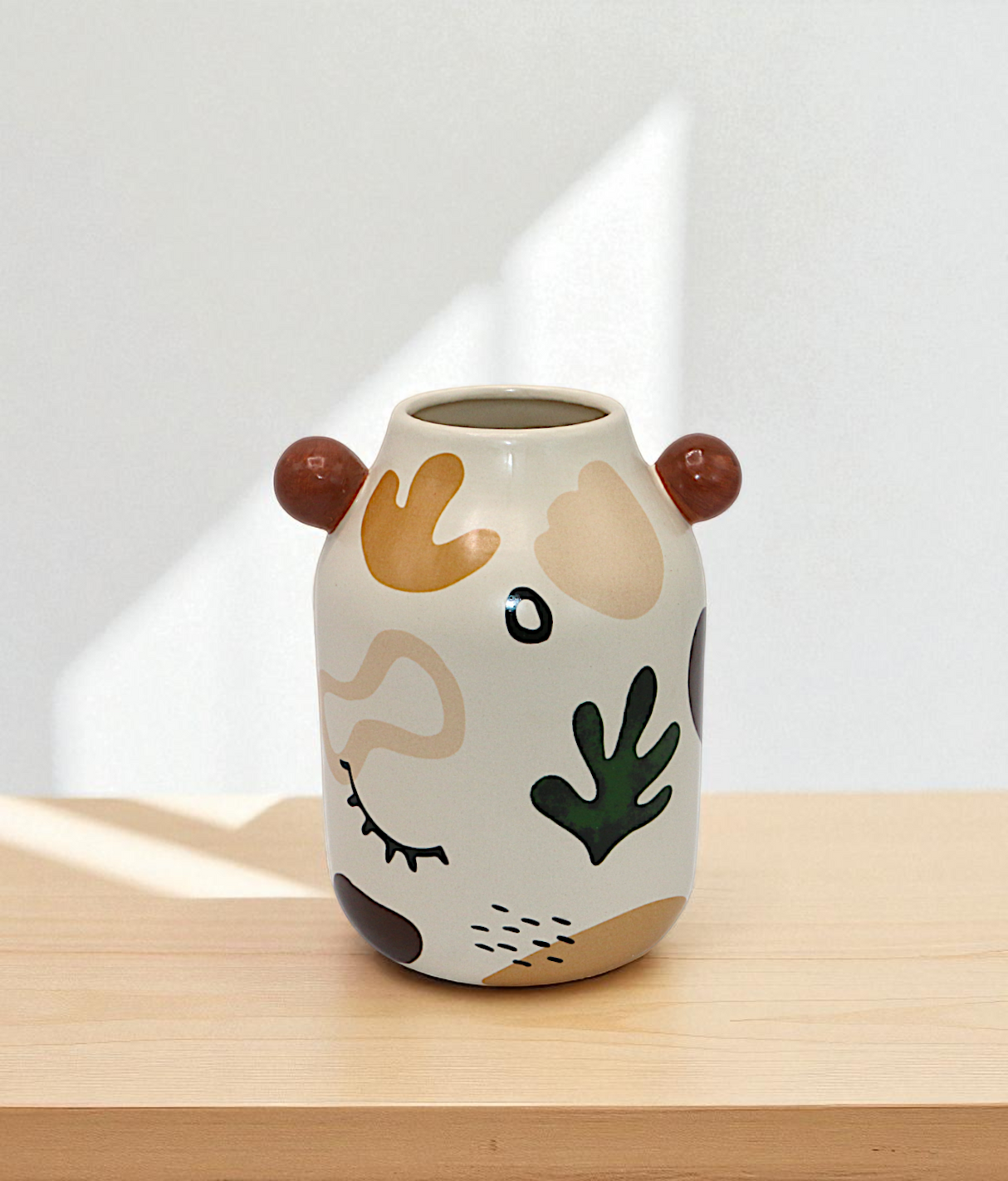 ceramic vase off white with art china "7x4"