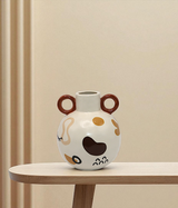 ceramic vase off white with art china "6x3"