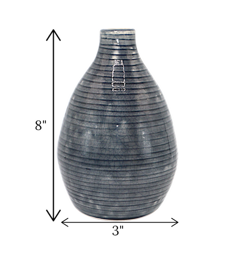 ceramic vase blue surahi china "8x3"