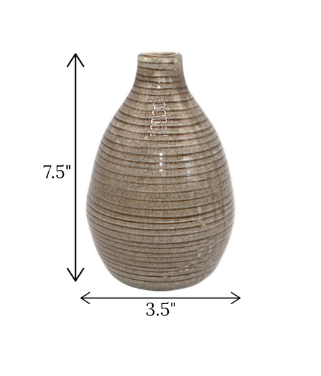 ceramic vase brown surahi china "7.5x3.5"