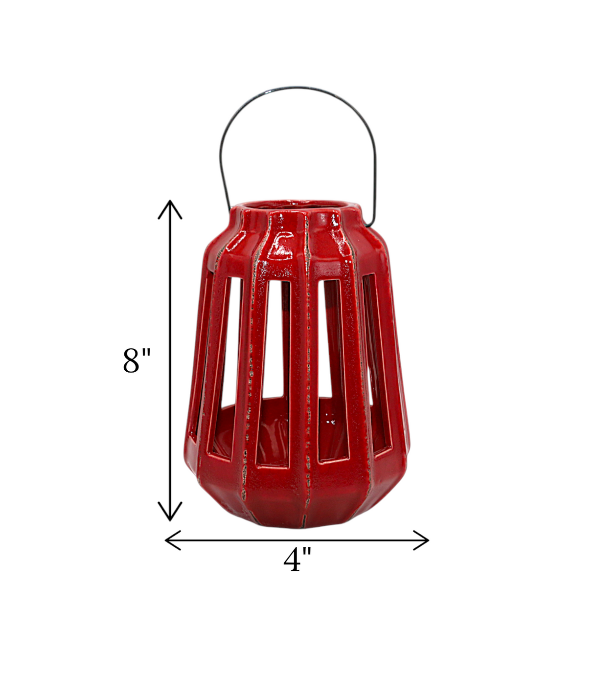 ceramic lantern red china "8x4"