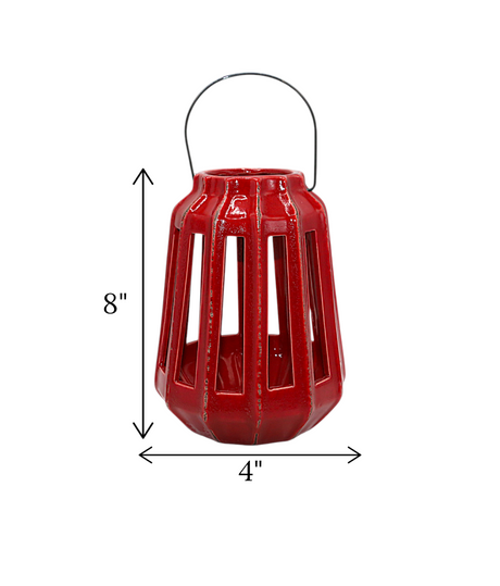 ceramic lantern red china "8x4"