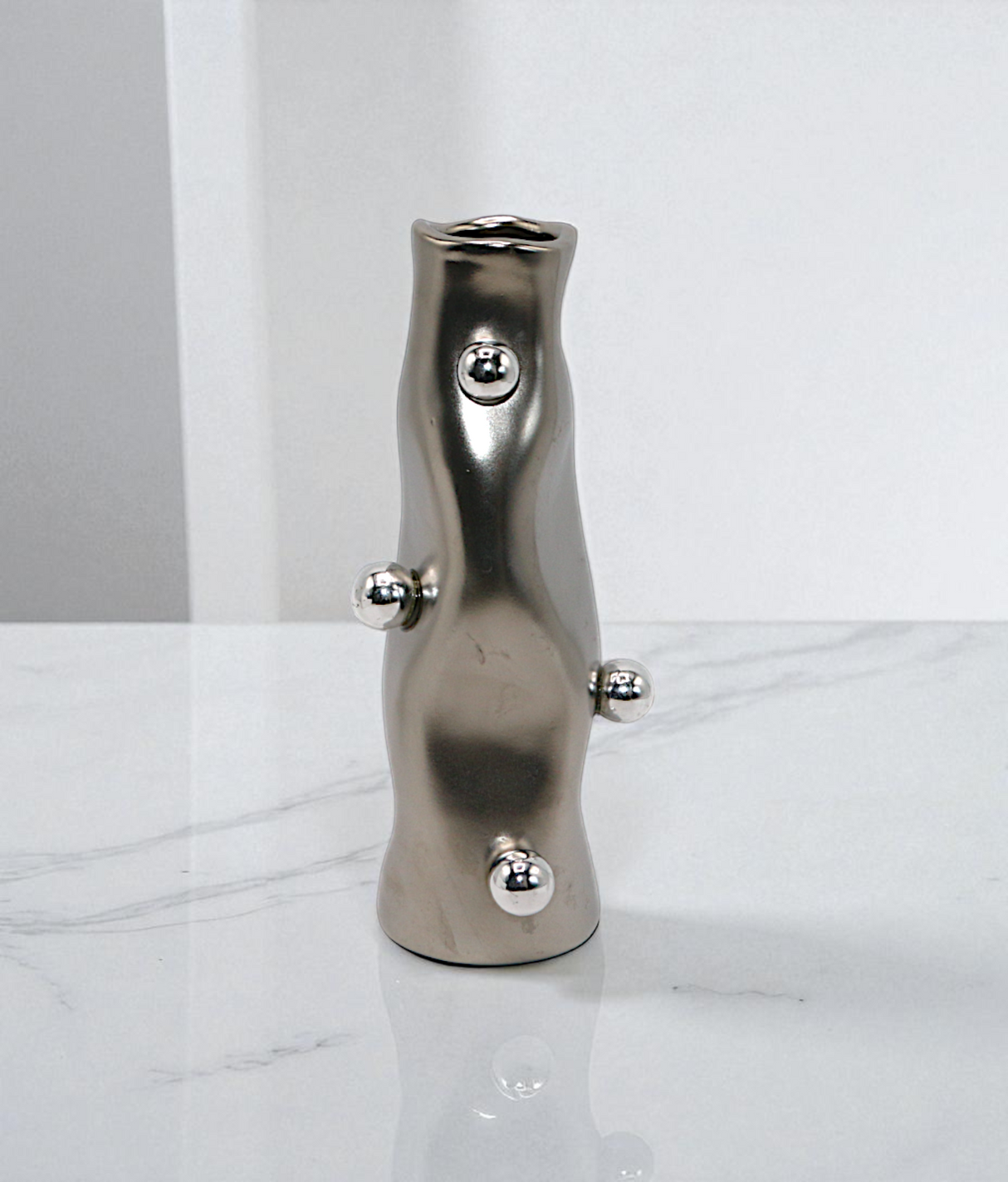 ceramic vase silver china "8x2.7"