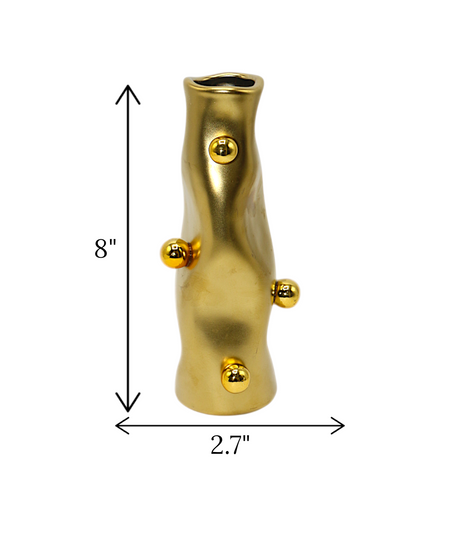 ceramic vase golden china "8x2.7"