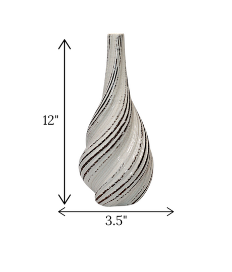 ceramic vase textured white large china "12x3.5"