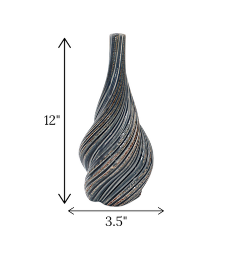 ceramic vase textured grey large china "12x3.5"