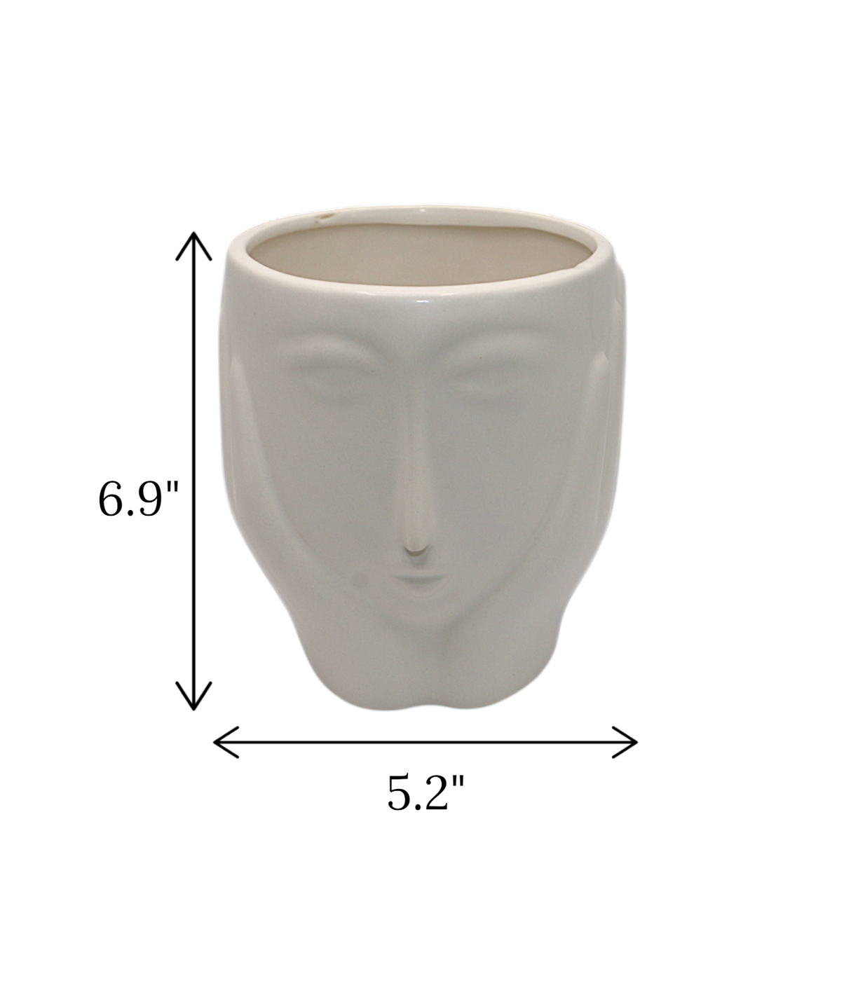 ceramic face vase white medium china "6.9x5.2"