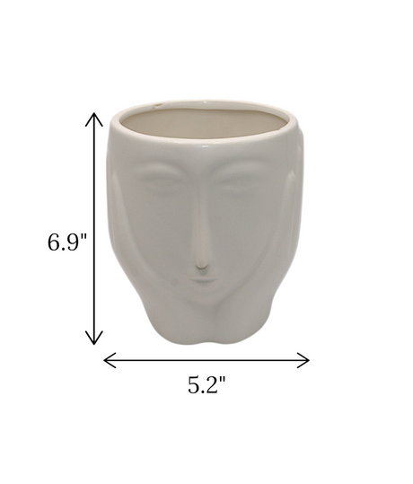 ceramic face vase white medium china "6.9x5.2"