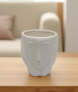 ceramic face vase white medium china "6.9x5.2"
