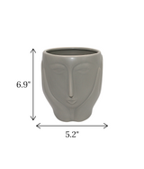 ceramic face vase grey medium china "6.9x5.2"