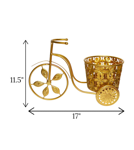 metal cycle planter golden folwer china "17x11.5"