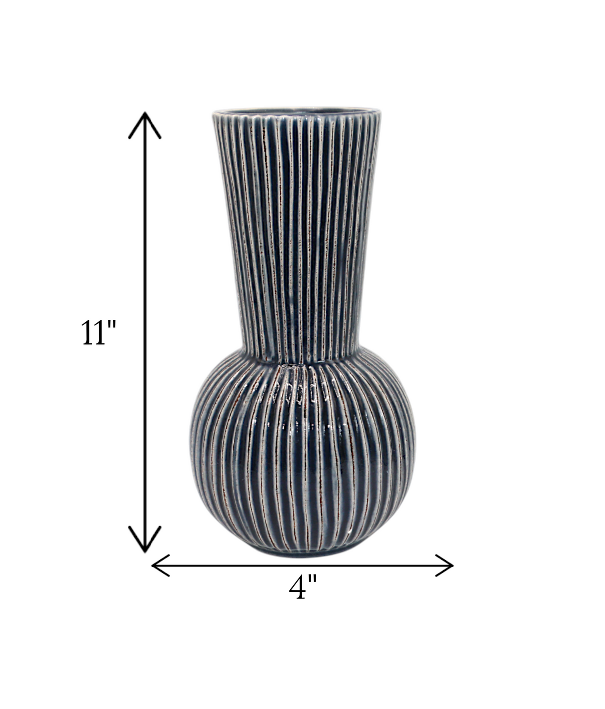 ceramic vase textured blue large china "11x4"