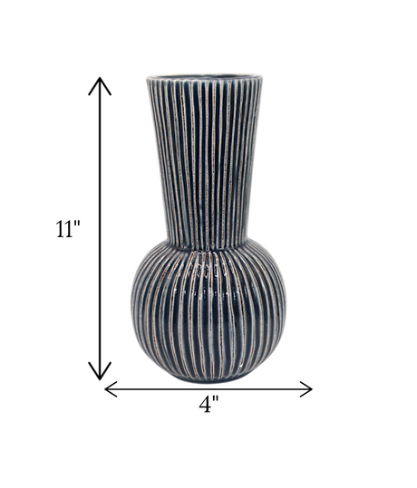 ceramic vase textured blue large china "11x4"