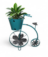 metal cycle planter sea green china "16x17"
