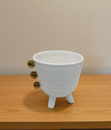 ceramic vase white with golden dots large china "6.4x6"