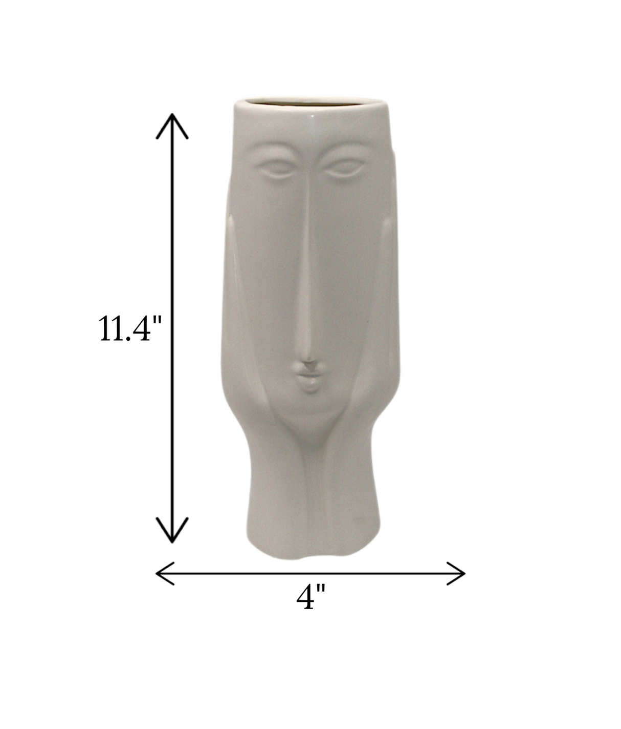 ceramic face vase white large china "11.4x4"